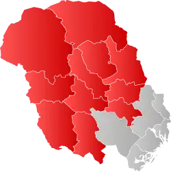 Note that the municipality Nome overlaps both Upper Telemark and Grenland.