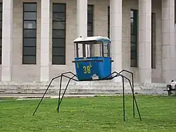 Old cable car model from 60s, shown as part of an exhibition in front of the Meštrović Pavilion