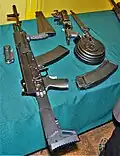 The first prototype design of the AK-12 with various accessories