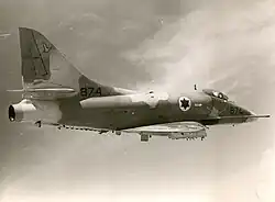 An A-4H/N Skyhawk Ayit of 140 Squadron "Golden Eagle" of Etzion Airbase around 1973