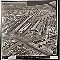 Aerial view in 1946. Note the air raid shelter in front of the station