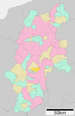 Location of Minowa in Nagano Prefecture