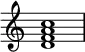 {
\override Score.TimeSignature #'stencil = ##f
\relative c' {
\clef treble
\time 4/4
<d f a c>1
} }