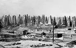 19th-century oil wells near Baku.