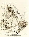 Dutch Maiden in a political cartoon. Per the 1848 Dutch Constitution "The King is immune, the ministers are responsible".,[9]