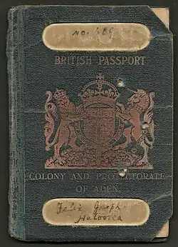 1940 Colony of Aden passport