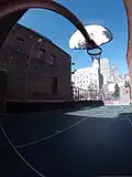 Basketball court (now demolished) at Chinese Playground
