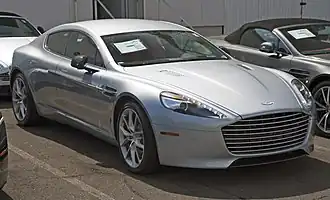 Front three-quarters view of a silver saloon