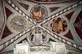 The four figures of the tetramorph. Gothic fresco in the Viboldone Abbey, Italy