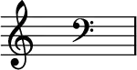 { \magnifyStaff #3/2 \omit Score.TimeSignature \key c \major s2 \clef F \key c \major s }