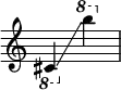 
{
    \override Score.SpacingSpanner.strict-note-spacing = ##t
    \set Score.proportionalNotationDuration = #(ly:make-moment 1/8)
    \override Score.TimeSignature #'stencil = ##f
    \relative c {
        \time 2/4
        \ottava #-1 cis4 \glissando 
        \ottava #1 b''''
    }
}
