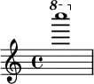 { \clef treble \ottava #1 c'''''1 }