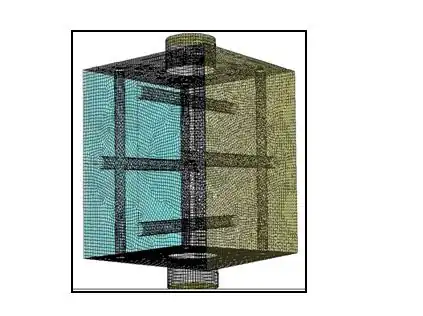 3D Geometry used to create turbulence at the inlet of honeycomb with meshing