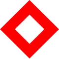 White diamond within a red diamond