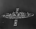 Floating helipads of the American hospital ship USS Haven (AH-12) waiting for helicopters to bring in Korean War wounded.