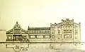 The hand-drawn interior and exterior of the southeastern face and outbuildings by the Petrostroy Corporation in 1901.[6]