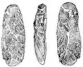 Three views of an adze, from Meayll Hill