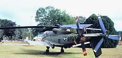 A three-quarter rear view of AH-56 #7 on display outside of the U.S. Army Aviation Museum at Fort Rucker, Alabama.
