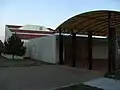 St Thomas Aquinas Roman Catholic Church, Charnwood, Australian Capital Territory (1989)[11] north side and entrance doors 35°12′20″S 149°01′55″E﻿ / ﻿35.205675°S 149.031897°E﻿ / -35.205675; 149.031897