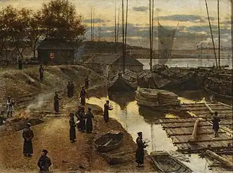 Jewish Feast of Trumpets (Polish: Święto trąbek) at the banks of the Vistula, Aleksander Gierymski, 1884