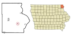 Location of Waterville, Iowa