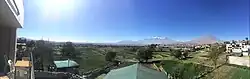 The pata pata or andenes of Paucarpata with the city of Arequipa in the background