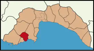 Map showing Finike District in Antalya Province
