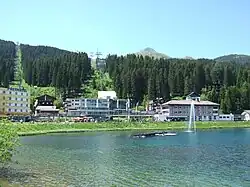 The railway station and cable car by the Obersee
