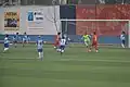 2018–19 Women's First League match Ataşehir Belediyespor (red) vs Hakkarigücü Spor (blue/white)