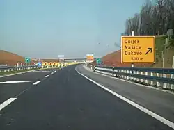 Motorway ending, traffic signs indicating a mandatory exit