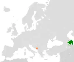 Map indicating locations of Azerbaijan and Montenegro