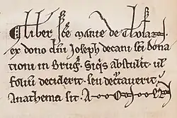 Anathema or curse in 12th–13th century manuscript of the Ter Doest Abbey