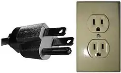 Type B (NEMA 5–15, US 3 pin); max 15 A at 125 V