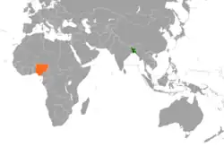 Map indicating locations of Bangladesh and Nigeria