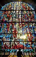 Large stained-glass window at the Basílica Nuestra Señora de Lourdes. Located in Buenos Aires, Argentina