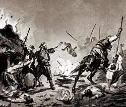 Bashi-bazouks' atrocities in Ottoman Bulgaria. Unknown author, (1877).