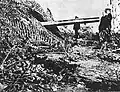 A camouflaged 152.4 mm Bofors gun position of the Heliodor Laskowski's battery in Hel, viewed by the Germans, 1939