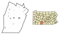Location of Pleasantville in Bedford County, Pennsylvania.