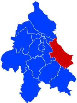 Location of Grocka within the city of Belgrade