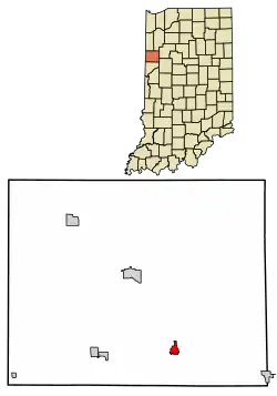 Location of Oxford in Benton County, Indiana.