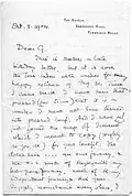 First page of letter, Bertha Phillpotts to her brother Geoffrey, 1904