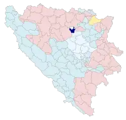 Location of Tešanj within Bosnia and Herzegovina.