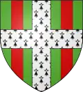 Vert a cross ermine, in each quarter a pale gules (Dinard)