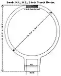 Diagram showing bomb dimensions