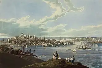1841 drawing of the city and State House