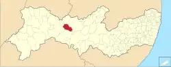 Location of Mirandiba in Pernambuco