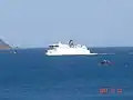 A ferry arriving in Wellington from Picton, seen from Breaker Bay.