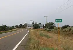 Breen and the Breen Community Building in August 2019 along Colorado State Highway 140.