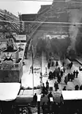 The ruined concourse in 1956, still open to the elements before rebuilding