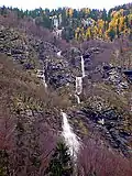 600-meter (2,000 ft) cascade, which appears after heavy rains